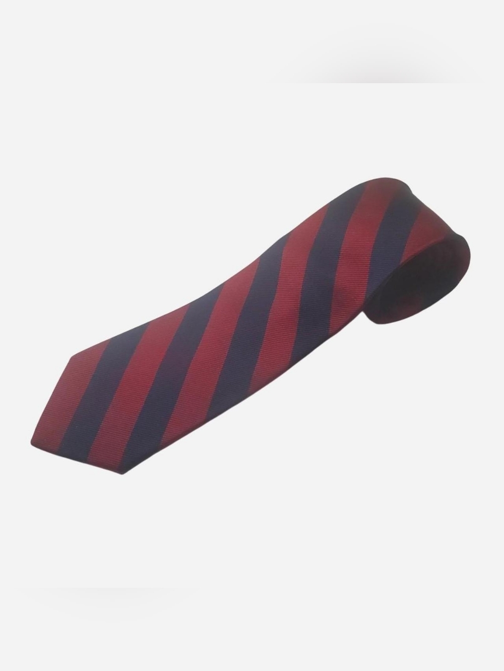 Vtg Silk Tie Kuppenheimer Mens Necktie Classic Red Navy Blue Striped Made In USA